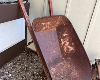 Decorative metal wheelbarrow