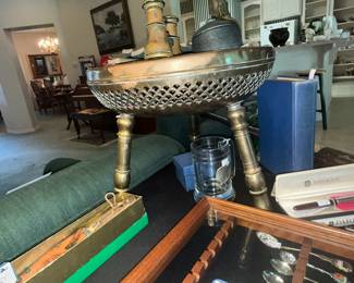 Unique Moroccan brass foot warmer stool!
