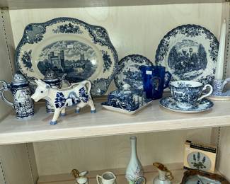 BLUE TRANSFERWARE, BLUE SHIRLEY TEMPLE PITCHER