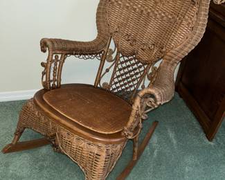 SUPERB ANTIQUE WICKER ROCKER!