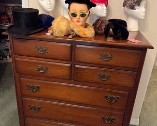 FINE MAPLE CHEST - WITH LOTS OF VINTAGE HATS!