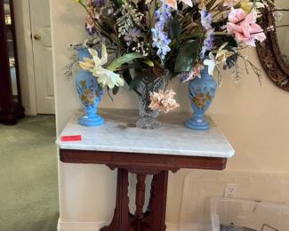Antique marble top lamp table