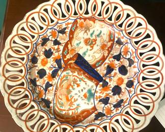 Antique Japanese pierced Imari plate