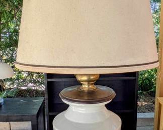 Table Lamp - Ceramic Base with Brass Accents