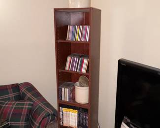 Tall Skinny 6-Shelf Brown Bookshelf 