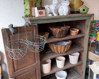 Antique green wooden cabinet!