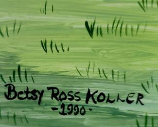 Betsy Ross Koller 1943 Well Listed Original Oil on Board Primitive Painting 1990 “Stoney Hedge Farm”!
