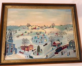 American Primitive Paintings Signed by Grace McArthur, Michigan Based Folk Artist!