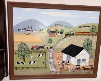 American Primitive Paintings Signed H.E. Bayer!