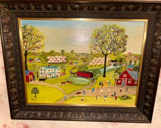 American Primitive Paintings Signed by Grace McArthur, Michigan Based folk Artist!