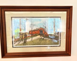 Covered Bridge Signed Limited Ed by Ohio African American Artist Lonnie C. Blackley, Jr.!