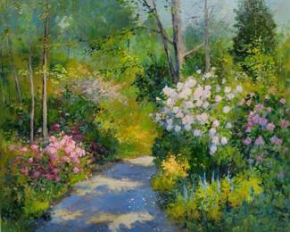 ORIGINAL Renowned Local Artist Pete Beckmann Beautifully Framed & Matted Acrylic Garden Landscape Image 36”x30”!