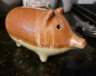 Antique Bennington Rockingham Stoneware Piggy Bank!