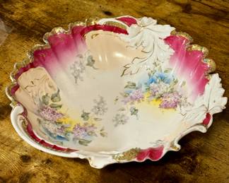 Vtg. RS Prussia Hand Painted Porcelain Scalloped Edge
Deep Serving Bowl