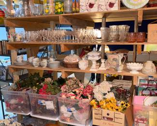 Vintage Glassware, China, Vases, Jars, Artificial Flowers, & Other Vtg Seasonal Home Decor!!
