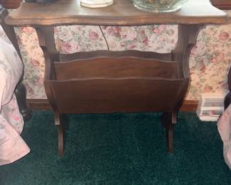 Antique End Table w/Magazine Holder