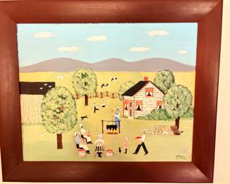 American Primitive Paintings Signed H.E. Bayer!