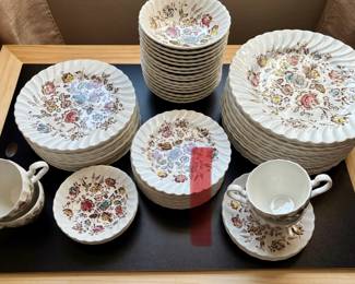 Vtg. Staffordshire Bouquet England by Johnson Bros Hand Engraving China Set -99 Pieces !!