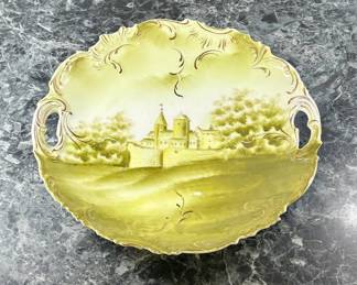 Antique Rosenthal Germany Monbijou Rheingold Porcelain Plate Hand Painted Gold Rim w/ Handles