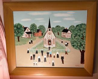 American Primitive Paintings Signed H.E. Bayer!