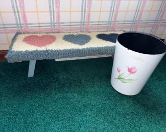 Hooked Wool Top Heart Stool!