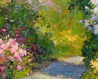 ORIGINAL Renowned Local Artist Pete Beckmann Beautifully Framed & Matted Acrylic Garden Landscape Image 36”x30”