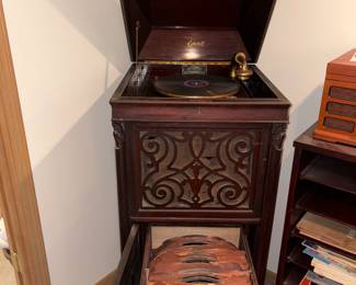 Antique Edison Phonograph #A2250 c.1900-1910 w/Large Record Collection!