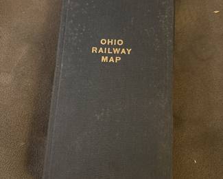 Vtg. 1914 Railroad Map of Ohio Foldout Linen Map in Book