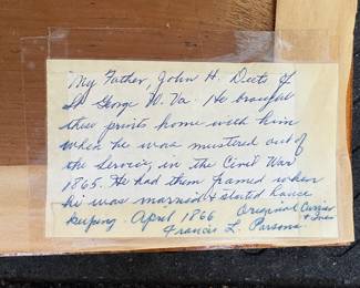 On back of Original Currier & Ives 1st Printing Lithograph 1862 7-7/8x12-516”