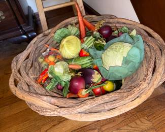 Decorative Artificial Vegetables & Large Basket