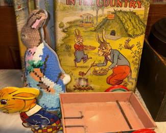 J.Chein Company USA Metal Bunny Pulling Wagon Toy!