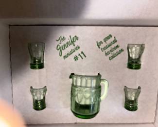 Vtg Mosser Glass The Jennifer Miniatures #11 Green Depression Glass Set!