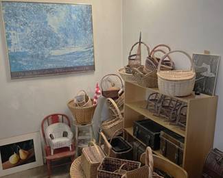 There are a number of baskets, and some artwork, some framed, some not, in the sale.