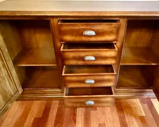 Arhaus Tuscan Buffet with 4 Center Drawer and 2 Cabinets