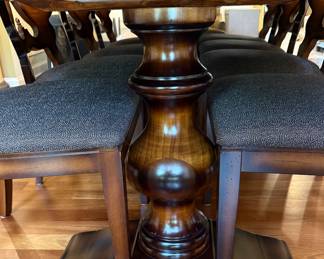 Arhaus Tuscan Dining Room Table (118 x44" and 8 Jordan Bell'Arte Dining Chairs with 2 Upholstered Captains Chairs.
