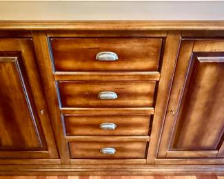 Arhaus Tuscan Buffet with 4 Center Drawer and 2 Cabinets