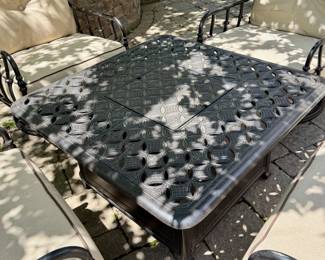 Cast Aluminum Fire Table with Set of 4 Chairs