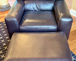 Awesome LeatherMatching Club Chair and Ottoman from Chateau D'Ax