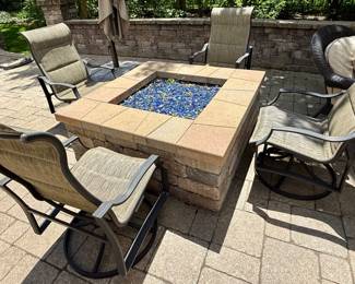 Set of 4 High-Back Sling Swivel Rocker Chairs by Hampton Bay.