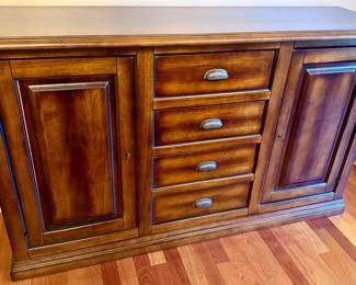 Beautiful Matching Arhaus Tuscany Buffet with 4 Drawers and Two Cabinet Doors with plenty of storage for China, Silverware and more.
