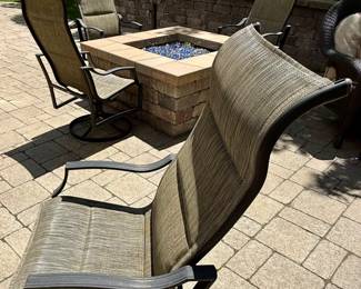 Set of 4 High-Back Sling Swivel Rocker Chairs by Hampton Bay.