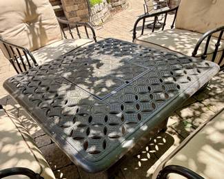 Cast Aluminum Fire Table with Set of 4 Chairs