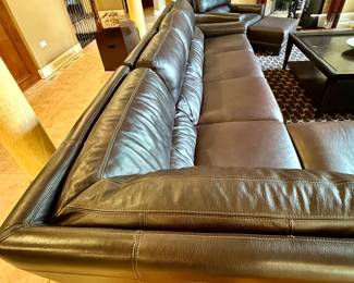 Family Room Featuring: Chateaux D'Ax Leather Sectional, Loveseat and Chair/Ottoman from Macy's Furniture in Oak Brook