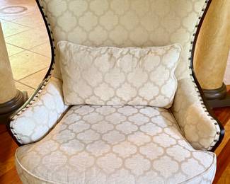Z Gallerie Tufted Sofa and 2 Modern Wingback Chairs with Coffee Table and Lamp