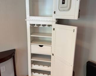 Farmhouse Style Tall Lacquered Case Clock Wine Cabinet (15"D x 24"W x 81"H)
