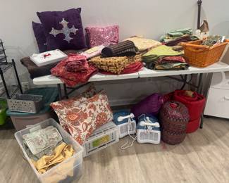 Collection of Bedding, Pillows, Tablecloths & Placemats
