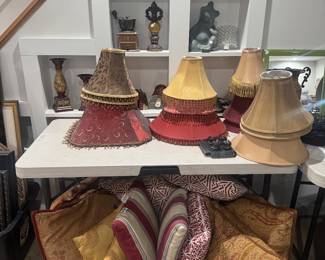 Large Collection of Pillows & Lamp Shades