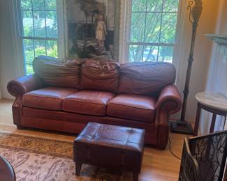 Pennsylvania House Leather Burnt Brown Leather Sofa (84"W x 36"D x 32" Back Height) 2 Available.