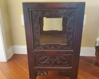 Asian Side Tables set of two carved antique
