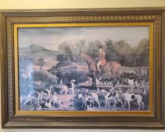 Framed Artwork hunting scene
